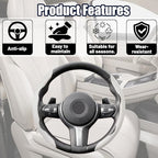 2PCS/Set Car Steering Wheel Cover, Leather Segmented Anti-Slip Automotive Wheel Protector, Soft Breathable Vehicle Steering Protection Covers, Universal Interior Accessories (White)