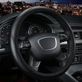Steering Wheel Cover for Men Women, Universal 15 inch Microfiber Leather with Non-Slip Rubber Lining, Breathable Car Wheel Protector, Odorless, Durable, Black