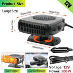 Car Heater,12V 200W Portable Car Heater for Vehicle Portable Heater for Car Windshield Defogger and Defroster Plug into Cigarette Lighter for Car RV SUV