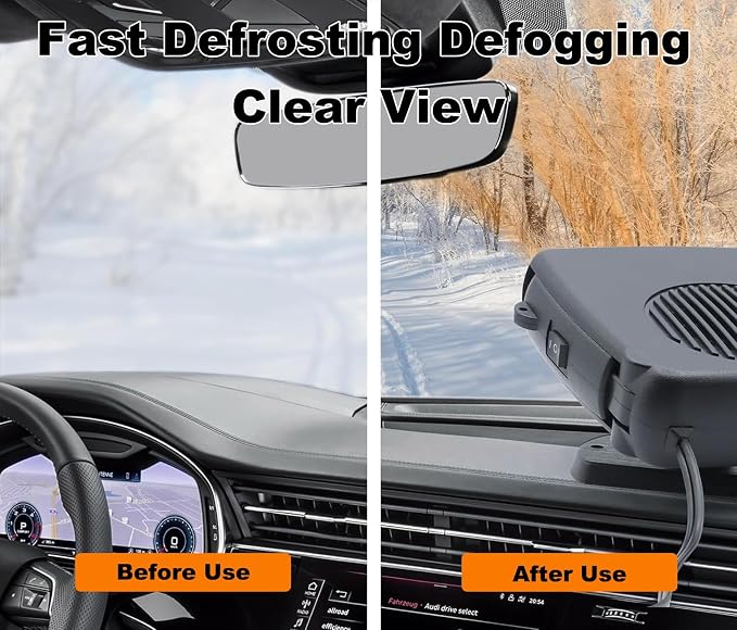 Portable Car Heaters for Vehicle,12V Car Heater that Plugs into Cigarette Lighter,360° Rotatable Windshield Defroster 200W Fast Heating in 60s Portable Heater for Car,RV,SUV