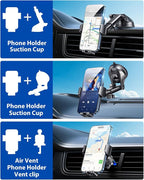 Car Phone Holder Car Universal Mobile Phone Holder 360° Rotatable Car Mobile Phone Holder Dashboard Windshield Air Vent Phone Holder Car for iPhone Android Smartphone