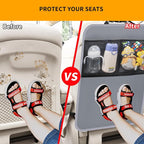 2 Pack Kick Mat Backseat Protector,Back Seat Cover for Kids,Car Seat Back Protectors with 2 Pocket Storage Organizer for Car, SUV, Minivan or Truck Seats (Grey)