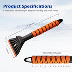 Professional Ice Scraper and Snow Brush for Cars, 2-in-1 Winter Snow Removal Tool with Ergonomic Foam Grip, ABS Ice Chopper for Windshield, Window, and Vehicle Snow Cleanup (Orange 2PC)
