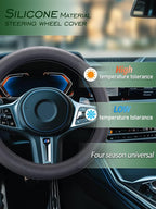 Car Steering Wheel Cover, Non-Slip Silicone Material, Multiple Color Choices, Universal Auto Parts Steering Wheel Cover, Suitable for Most Cars (Grey)