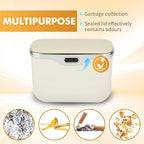 Automatic Push Button Car Trash Can with Secure Lid, Vehicle Garbage Bin (Beige)