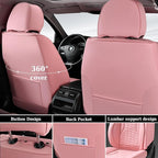 Coverado Front Car Seat Covers, Premium Nappa Leather Waterproof Front Seat Protectors, Universal Automotive Seat Covers Compatible with Most Vehicles (Pink)