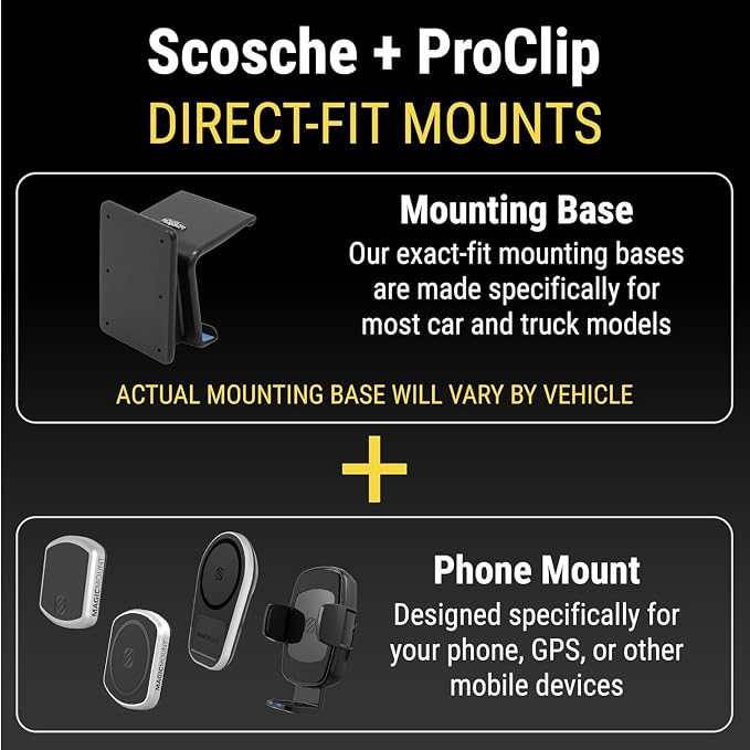 MagicMount Pro2 Magnetic Car Cell Phone Holder with AMPS Mounting Plate for /ProClip Vehicle Specific Mount Bases, Phone Stand Compatible with MagSafe, iPhone, Samsung