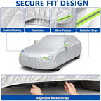 Car Cover 196"×78"×59" Waterproof All-Weather Sedan Cover Outdoor Indoor with Zipper Door & Windproof Straps | UV Snow Dust Protection Fit for Toyota Camry Honda Accord Kia K5 Altima