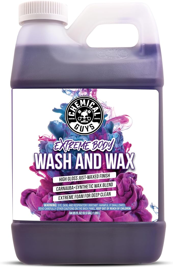 Extreme Bodywash & Wax Foaming Car Wash Soap - Soap for Foam Cannons, Foam Guns, or Bucket Washes for Cars, Trucks, Motorcycles, RVs, and More, Grape Scent - 64 oz (Half Gallon)
