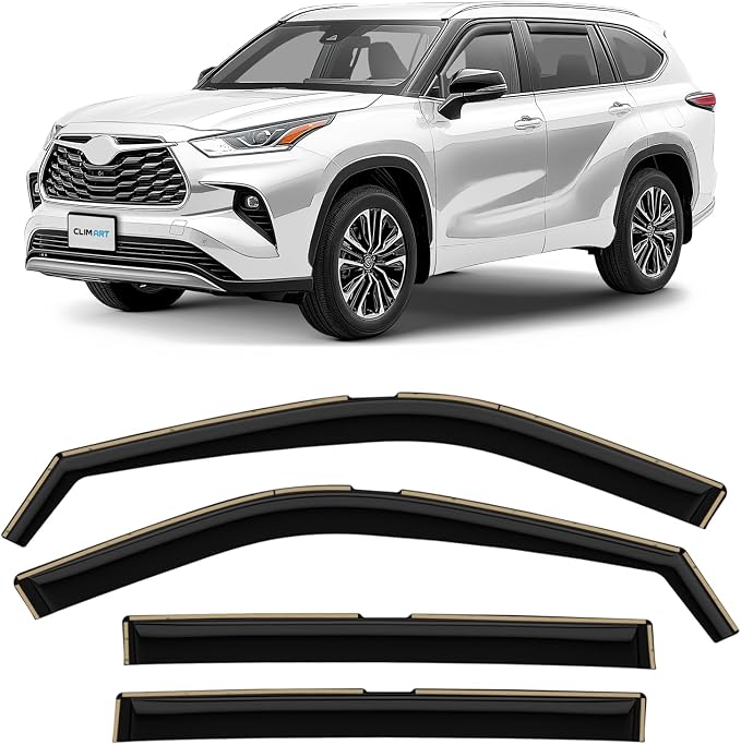 in-Channel Incredibly Durable Rain Guards for Toyota Highlander 2020-2026, Original Window Deflectors, Vent Window Visors, Vent Deflector, 4 pcs. - 620143