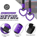 Bling Car Accessories Bling Heart Handle Ring Car Accessory for Women Hand Strap Drift Charm Rear Bumper Warning Ring Decor for Auto Bus Interior Exterior Decoration (Purple, Heart Style)