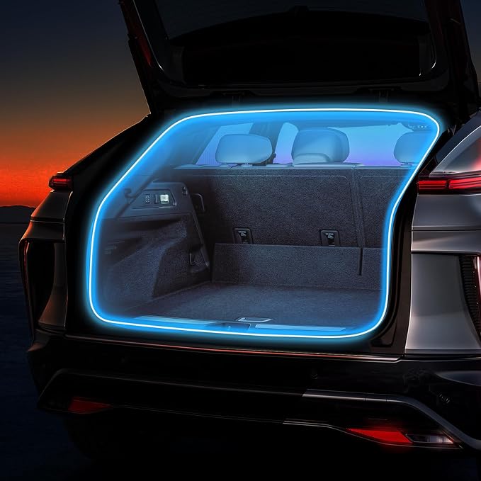 Car LED Strip Lights - Trunk Cargo Ambient Lighting, Ice Blue 7000K, 118.11 inches Flexible Cuttable LED Light Strip, Easy Install, Waterproof, Universal Fit for Car Trunks, SUVs, and Vans