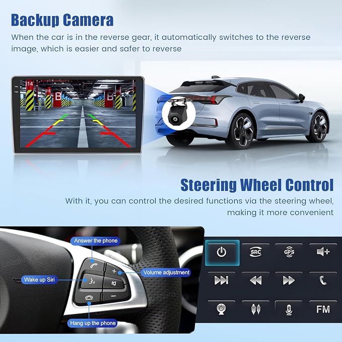 [4G+128G] Android 15 Car Radio for Kia Sportage 2010-2016 Car Stereo with Wireless Carplay/Android Auto, 9 Inch HD Touchscreen with GPS Bluetooth WiFi FM/RDS EQ SWC Backup Camera MIC