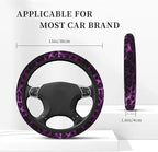 Purple Leopard Print Steering Wheel Cover Leopard Print Steering Wheel Protector Neoprene 15Inch Car Accessories 2 Pcs Car Coasters for Women Men