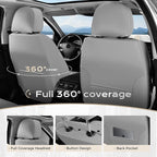 Coverado Full Set Car Seat Covers, Luxury Faux Leather Waterproof Seat Covers, Gray Car Seat Protectors, Universal Fit, Leather Seat Cushions for Cars-Gray