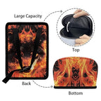 Wolf Fire Print Car Trash Can with Lid, Leak Proof Auto Trash Bag Hanging Vehicle Garbage Can Multipurpose Storage Container for Back Seat Road Trip