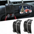 2PCS Leather Car Seat Hooks for Headrest, Vehicle Hanger Storage Organizer Universal for Handbag Purse, Car Accessories Gift (Black-Black)
