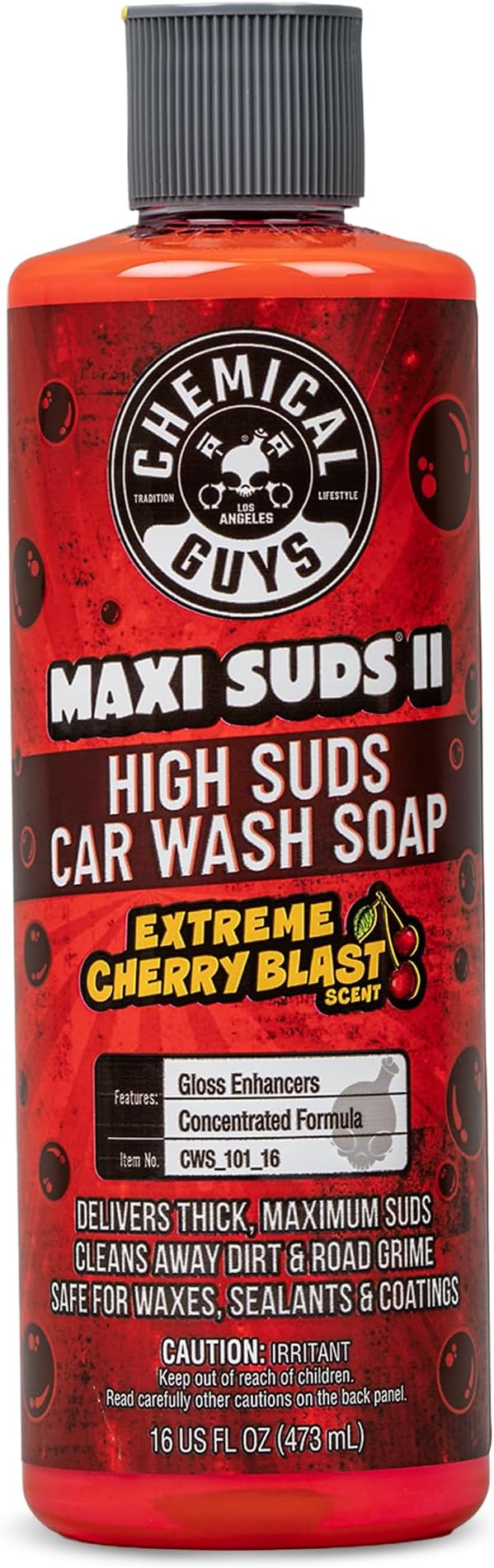 CWS_101_16 Maxi-Suds II Foaming Car Wash Soap (Works with Foam Cannons, Foam Guns or Bucket Washes) Safe for Cars, Trucks, Motorcycles, RVs & More, 16 fl oz, Cherry Scent