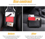Car Seat Side Pocket Organizer, PU Leather Mini Storage Bag for Auto Door Window Console, Pen Phone Holder Tray Pouch Vehicle Seat Gap Filler for Organize Document, Registration, Notepad (Black)