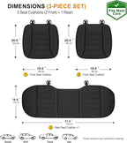 3-Piece Car Seat Cushion Set, 1.2inch Memory Foam Comfort, 2 Front Automotive Seat Cushions + Rear Bench Cushion, Non-Slip Bottom, Fits Sedan SUV Truck Van, Car & Office Chair, Black