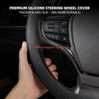 30% Thicker Universal Stretchy Silicone Steering Wheel Cover for 14” 15” 16” Wheels - Anti-Slip Grip & Enhanced Control for Men & Women, All Weather Protection (Brown)
