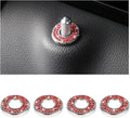 4 Pcs Bling Car Inner Door Lock Covers, Crystal Pull Rod Bolt Stickers, Sparkly Rhinestones Auto Door Bolt Decorations, Vehicle Lock Pin Cap Decors for C Class C200L GLC260 C260L (Red)