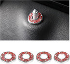 4 Pcs Bling Car Inner Door Lock Covers, Crystal Pull Rod Bolt Stickers, Sparkly Rhinestones Auto Door Bolt Decorations, Vehicle Lock Pin Cap Decors for C Class C200L GLC260 C260L (Red)