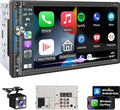 7" Wireless Double Din Car Stereo Apple Carplay Radio Screen for Car Audio Receivers, Bluetooth 5.3 Car Play Android Auto Touchscreen, 240W 4.2 CHN 2 Subwoofers Outputs, Backup Camera, SWC, FM/AM