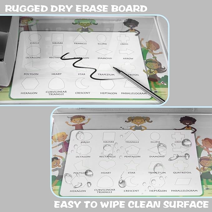 Kids Travel Tray for Toddler Car Seat, Toddler Gift for Boy | Road Trip Essentials Accessories Lap Tray with Dry Erase Board, iPad Holder Stand & Cooler Cup Holder as Birthday Gift, Grey