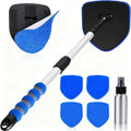XINDELL Windshield Cleaner Tool, Car Window Cleaning Kit with 5 Reusable Microfiber Pads, Extendable Handle & 360° Rotating Head, Safety Hammer, Streak-Free Auto Glass Wiper for Car Truck SUV RV
