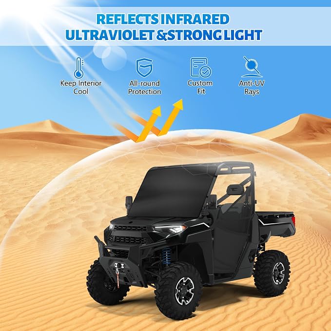 600D UTV Windshield Snow Cover Compatible with Polaris Ranger XP 1000 2017-2026 (Not RZR) & Can-Am Defender 2016-2026, Transport Windshield Protector for Ice and Snow