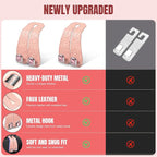 2PCS Car Hooks for Headrest, Faux Leather Purse Hook for Car Seat Back Organizers and Storage, Double Metal Purse Holder Bag Hanger, Universal Car Interior Accessories for Women Man