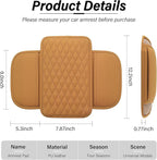 Car Center Console Cover, Upgraded Leather Car Armrest Cushion with 2 Storage Pockets, Universal Waterproof Cushion Pad, Non-Slip Car Interior Accessories, Fits Most Sedans SUVs Trucks (Orange)
