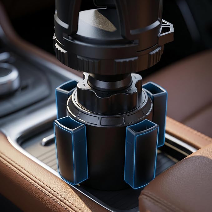 2-in1 Car Cup Phone Holder, 360°Rotation Cup Holder Expander with Phone Mount, Cup Phone Holder for Car Fits All 4-7" iPhone Galaxy Smartphones, Cup Holder Insert for 10-46 OZ Bottles