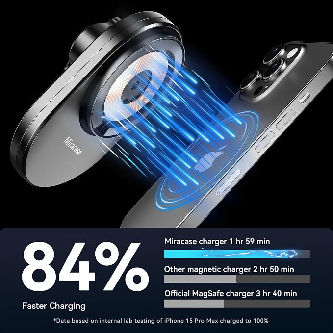 for Magsafe Car Mount Charger, 15W Fast Charging Cup Holder Phone Holder Wireless Magnetic Charger with Heat Dissipation System Only Fit iPhone 16/15/14/13/12 Series