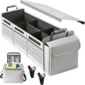 Car Trunk Organizer with Removable Cooler Bag - Collapsible Multi-Compartment Storage for SUV Truck Groceries Camping, Durable Nylon Auto Cargo Organizer (Gray)