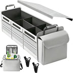 Car Trunk Organizer with Removable Cooler Bag - Collapsible Multi-Compartment Storage for SUV Truck Groceries Camping, Durable Nylon Auto Cargo Organizer (Gray)