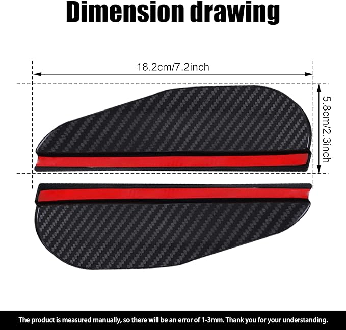 2Pcs Carbon Fiber Side Mirror Rain Visor Guard, Universal for Cars, Trucks and SUVs (Black)