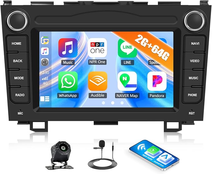 2G+64G Android Car Radio for Honda CRV 2007-2011 7” Touchscreen Car Stereo with CarPlay Android Auto Bluetooth FM GPS SWC WiFi Backup Camera