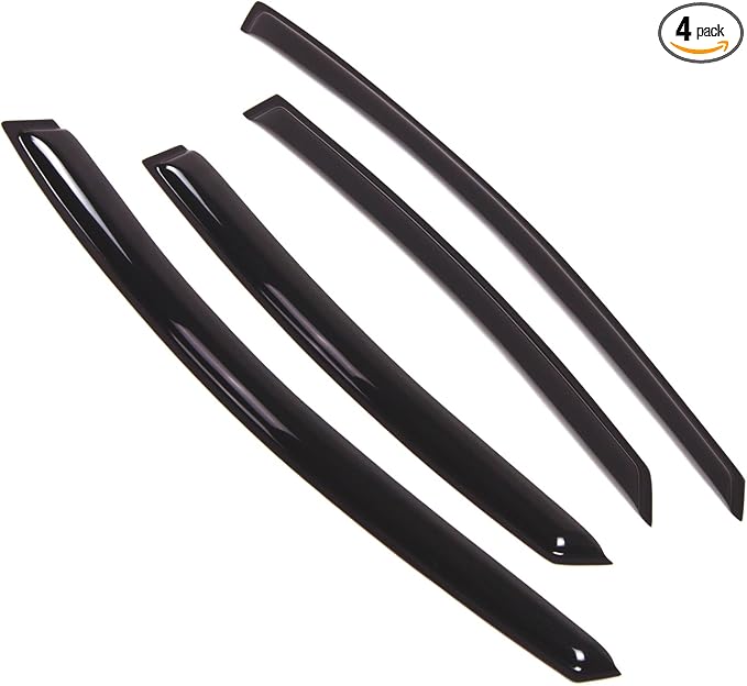 Outside Mount Window Vent Visors Rain Guards Compatible with Hyundai Sonata 2011-2014 | Side Window Wind Deflectors Rain Shields | Black Tinted, 4 Pcs Set, BGWV-260