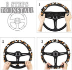 Elastic Steering Wheel Cover Non-Slip Steering Wheel Protection | Ghost Pumpkin Print, Halloween Decor, Steering Wheel Protector No Smell Fashion Machine Washable Universal