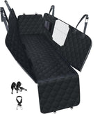 Dog Car Seat Cover with Mesh Window, 100% Waterproof Pet Seat Cover for Back Seat, Scratchproof Dog Hammock for Cars, Trucks, SUVs, Jeeps, Black