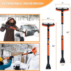Snow Removal Brush and Ice Scrapers for Car Windshield, 3 in 1 Heavy Duty 42'' Extendable Broom for SUV and Truck Window, Automotive Winter Accessories