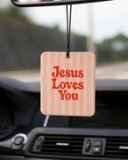 Boho Christian Square Car Air Freshener 4 Pcs Coconut Scented, Inspirational Religious Car Accessories Mirror Decor, Christian Hanging Air Freshener for Cars Closet Drawer Books Kids Room