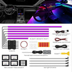 Acrylic Interior Car LED Strip Light with Wireless APP, RGB 14 in 1 with 175 inches 593 LEDs Fiber Optic Ambient Lighting Kits, 16 Million Colors Sound Active Function Car Neon Lights