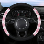 Lattice Car Steering Wheel Cover Microfiber Leather Non-Slip Comfort Universal 15 inch Checkered Plaid Wheel Protector for Truck, SUV, Cars (Pink)