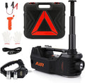 Electric Car Jack Kit 5 Ton 12V Hydraulic Floor Jack with Impact Wrench and Tire Inflator Pump Lift Jack with LED Light for SUV Sedan Truck Road Emergency Tire Change