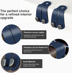 CoBak Purse Hook for Car - Universal Premium Stitched Leather and Aluminum-Magnesium Alloy Double Car Seat Back Storage Hook for Purses, Handbags, Bags (2 Pack),Indigo Blue