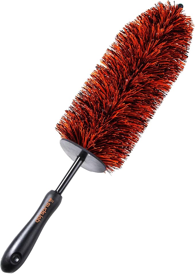 WB Premium Detailing Wheel Brush for All Vehicle Types – 17.7" Ultra-Soft and Scratch-Free Reusable Rim, Wheel, and Tire Brush for Deep Cleaning