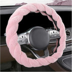 Fluffy Car Steering Wheel Cover, 15 Inches Anti-Slip Round Fuzzy Winter Steering Wheel Protector, Soft Warm Plush Steering Wheel Cover for Women Girls, Car Accessories (Pink, D-Shaped)